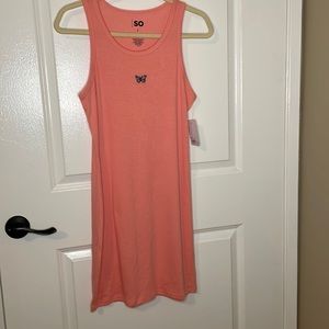 Jr size L summer dress/swimsuit cover-up NWT Pale coral with cute butterfly trim